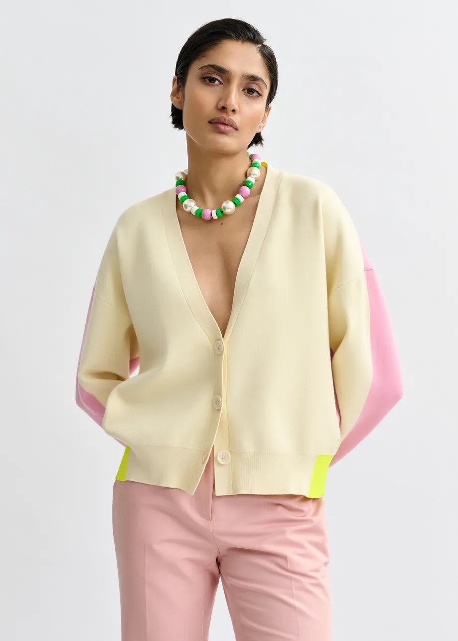 Essentiel antwerp jicolor colourblock fine-knit cardigan
