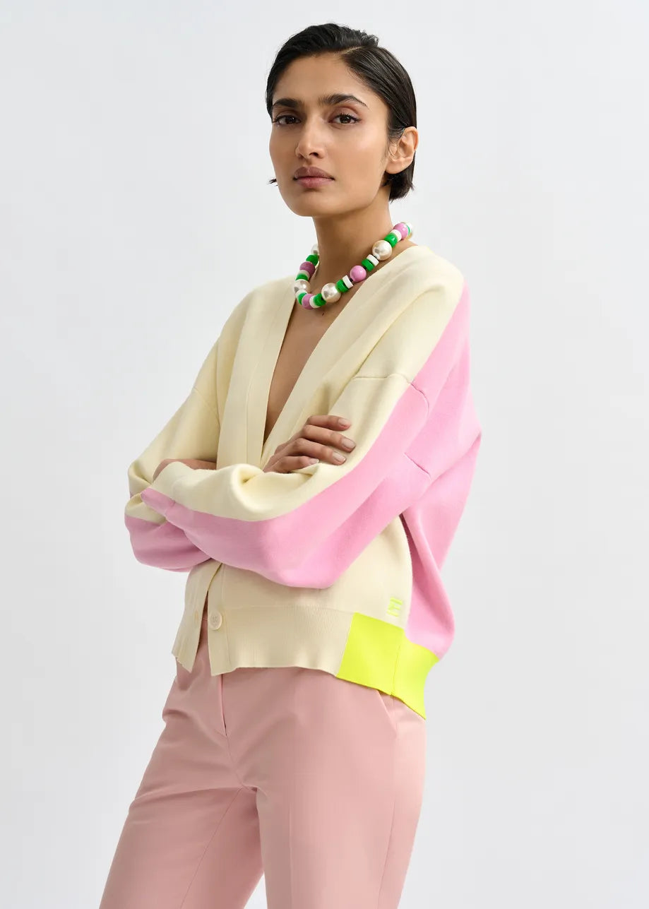 Essentiel antwerp jicolor colourblock fine-knit cardigan