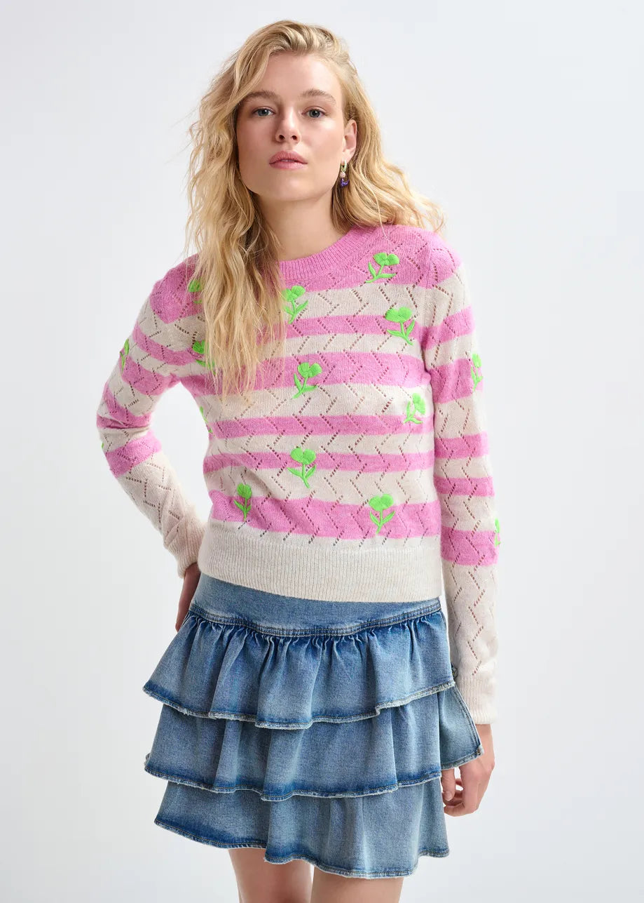 Essentiel antwerp jivine striped intarsia-knitted sweater
