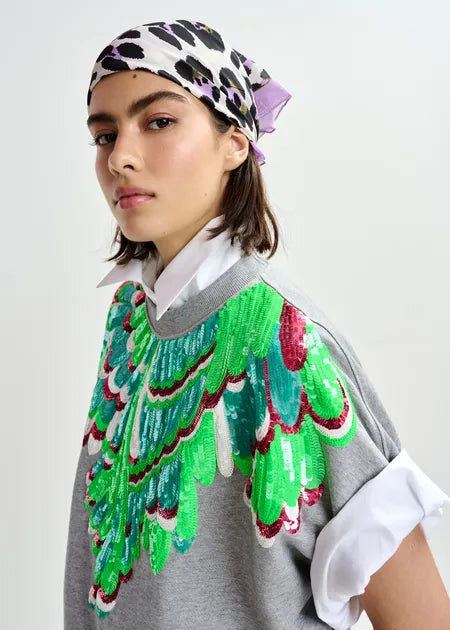 Essentiel antwerp jolies cotton sweatshirt with feather