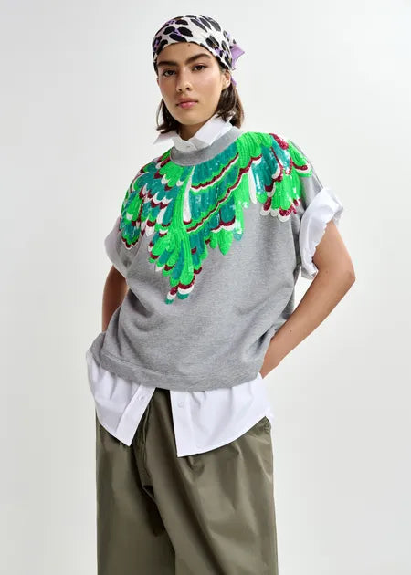 Essentiel antwerp jolies cotton sweatshirt with feather