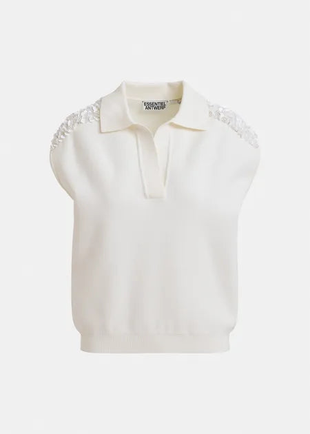 Essentiel antwerp joline sleeveless polo with embellished