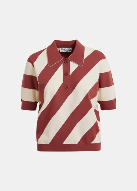 Essentiel antwerp joram striped polo with embellished