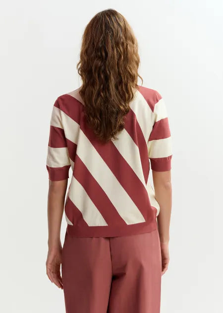 Essentiel antwerp joram striped polo with embellished