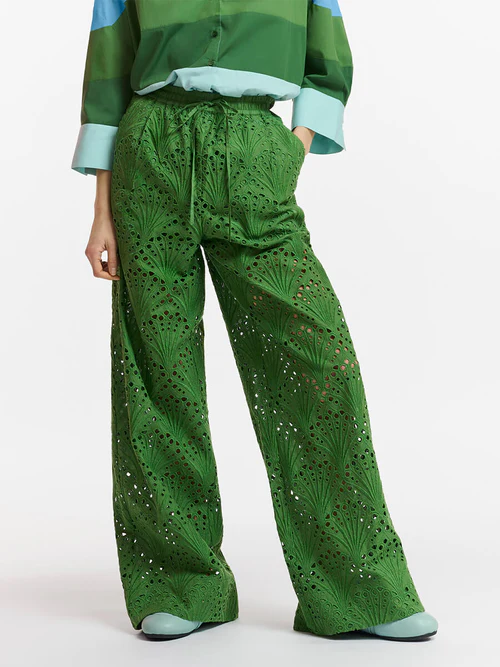 Fab broderie anglaise pants - emerald Trousers ESSENTIEL