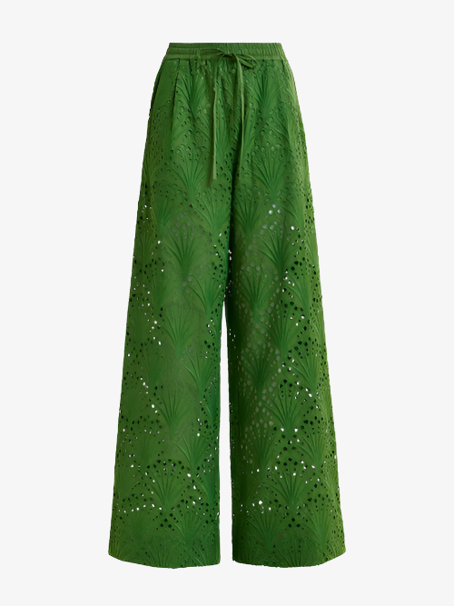 Fab broderie anglaise pants - emerald Trousers ESSENTIEL