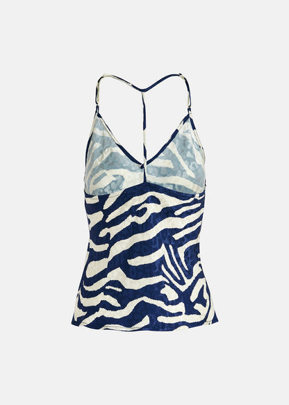 Factory zebra print vest top - navy blue / off - white Tops