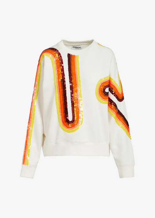 Filicudi organic cotton sweatshirt with sequin embroideries