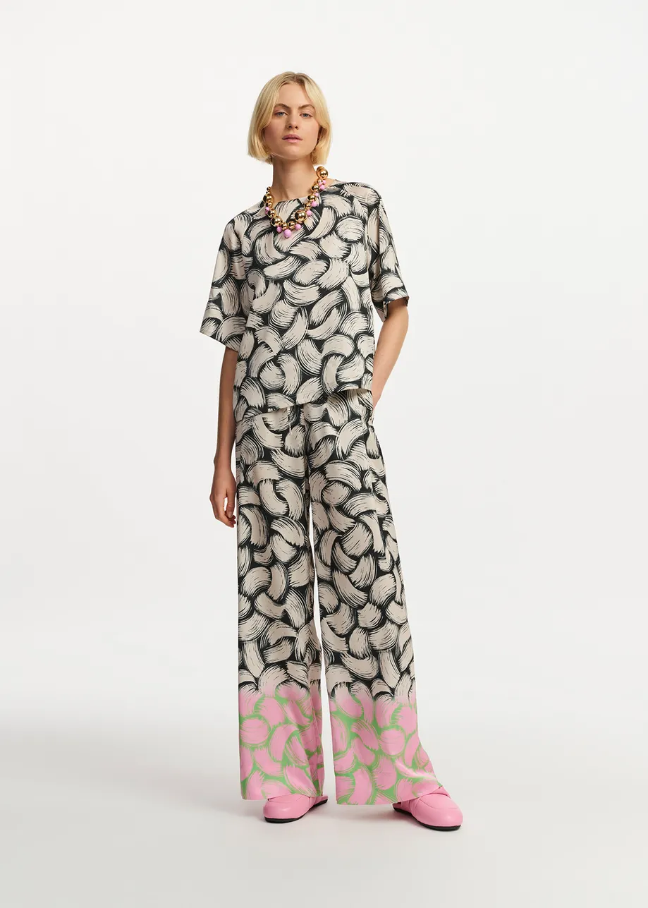 Firm abstract - print wide - leg pants Trousers ESSENTIEL