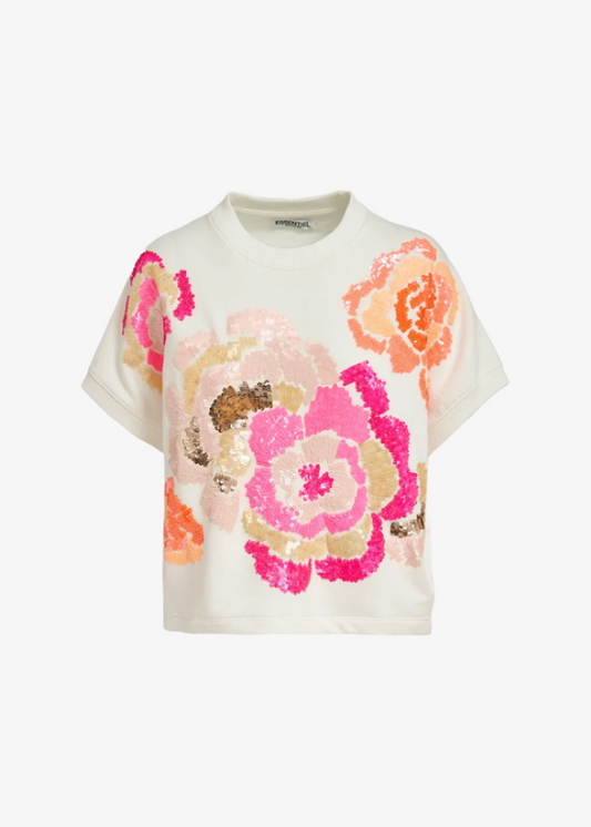 Floraly sleeveless sweatshirt with sequin embroideries