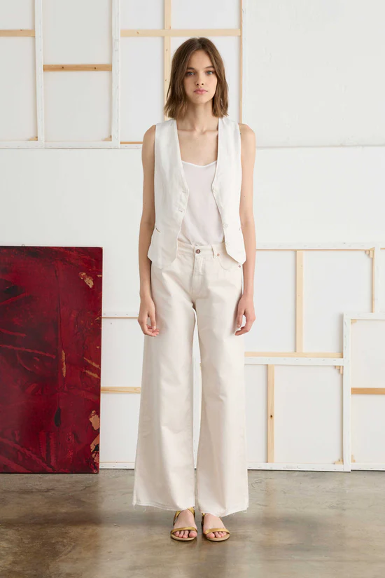 Garment-dyed linen blend waistcoat - white sand waistcoat