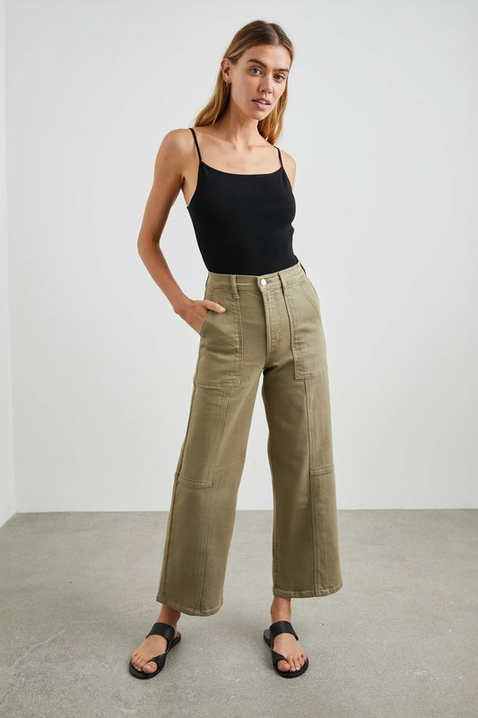 Getty crop utility wide leg - washed olive Trousers RAILS