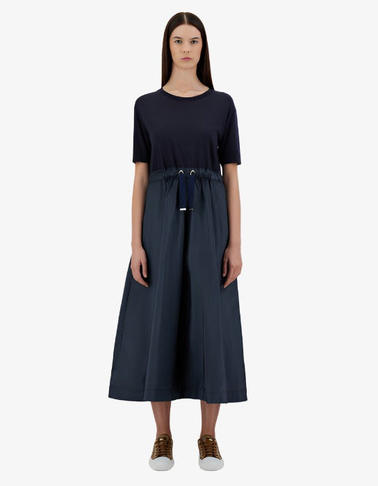 Glam knit effect and techno taffeta dress - blue Dresses