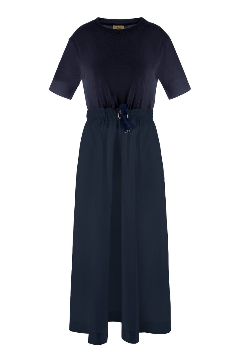 Glam knit effect and techno taffeta dress - blue Dresses