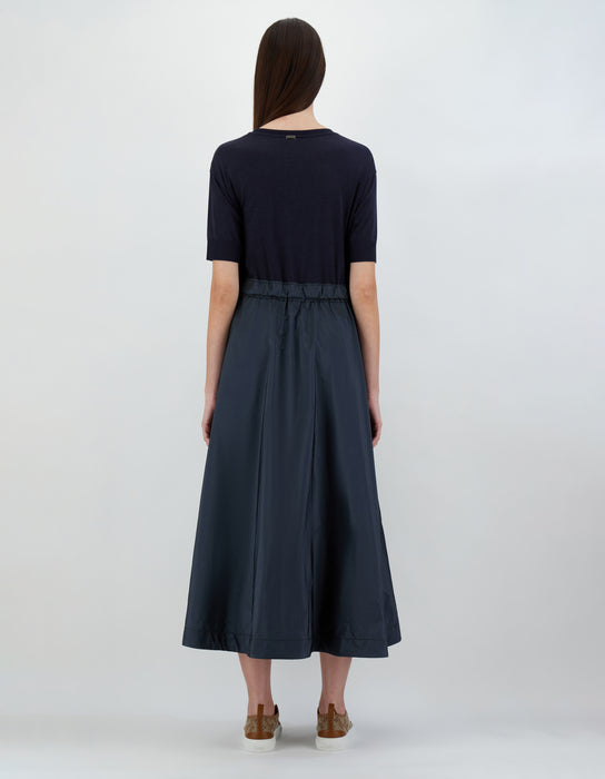 Glam knit effect and techno taffeta dress - blue Dresses