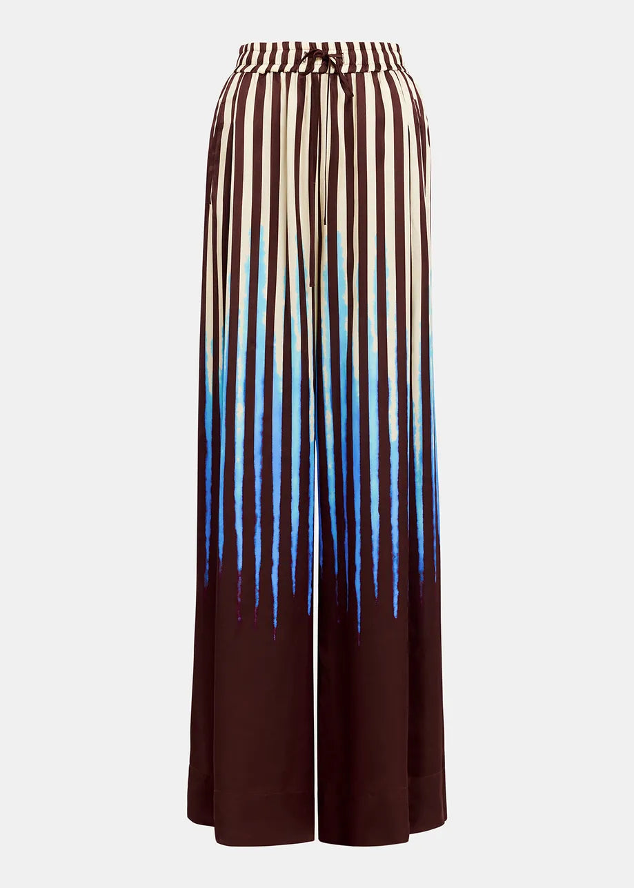 Gum wide-leg pants - blue / brown / ecru Trousers ESSENTIEL