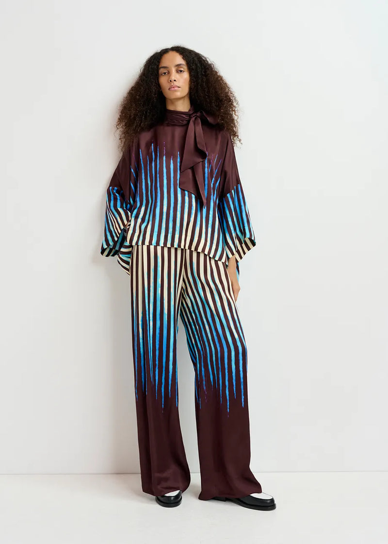 Gum wide-leg pants - blue / brown / ecru Trousers ESSENTIEL
