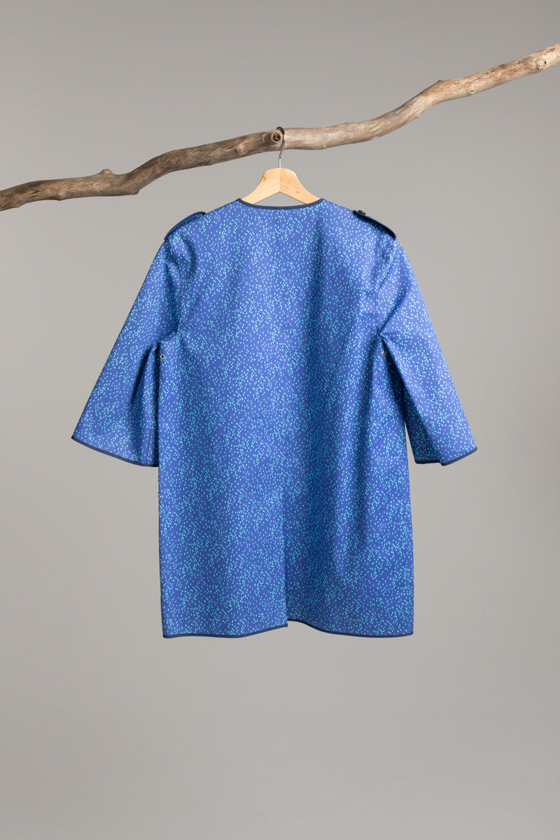 Half sleeve overall | navy liberty print Hancock Archive