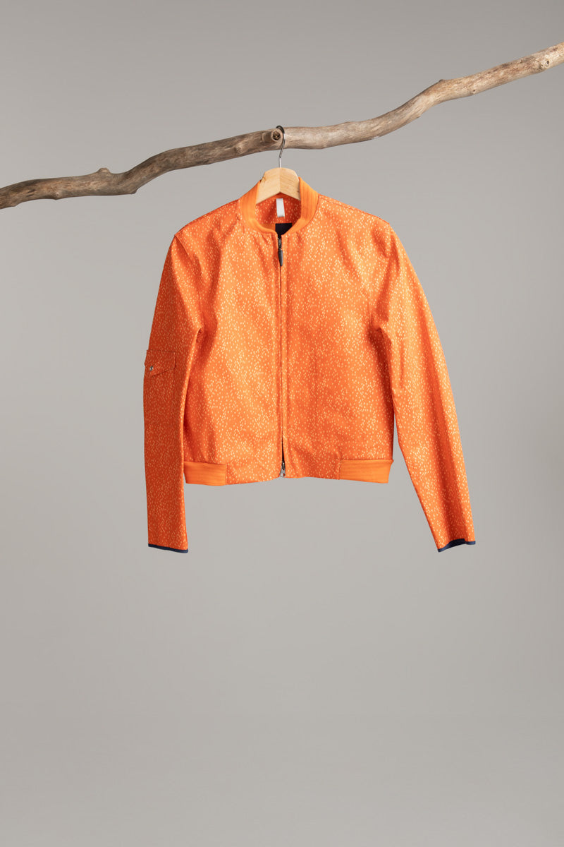 Bomber with Sleeve Pocket | Orange Liberty Print – Handmade in Scotland, Hancock Archive