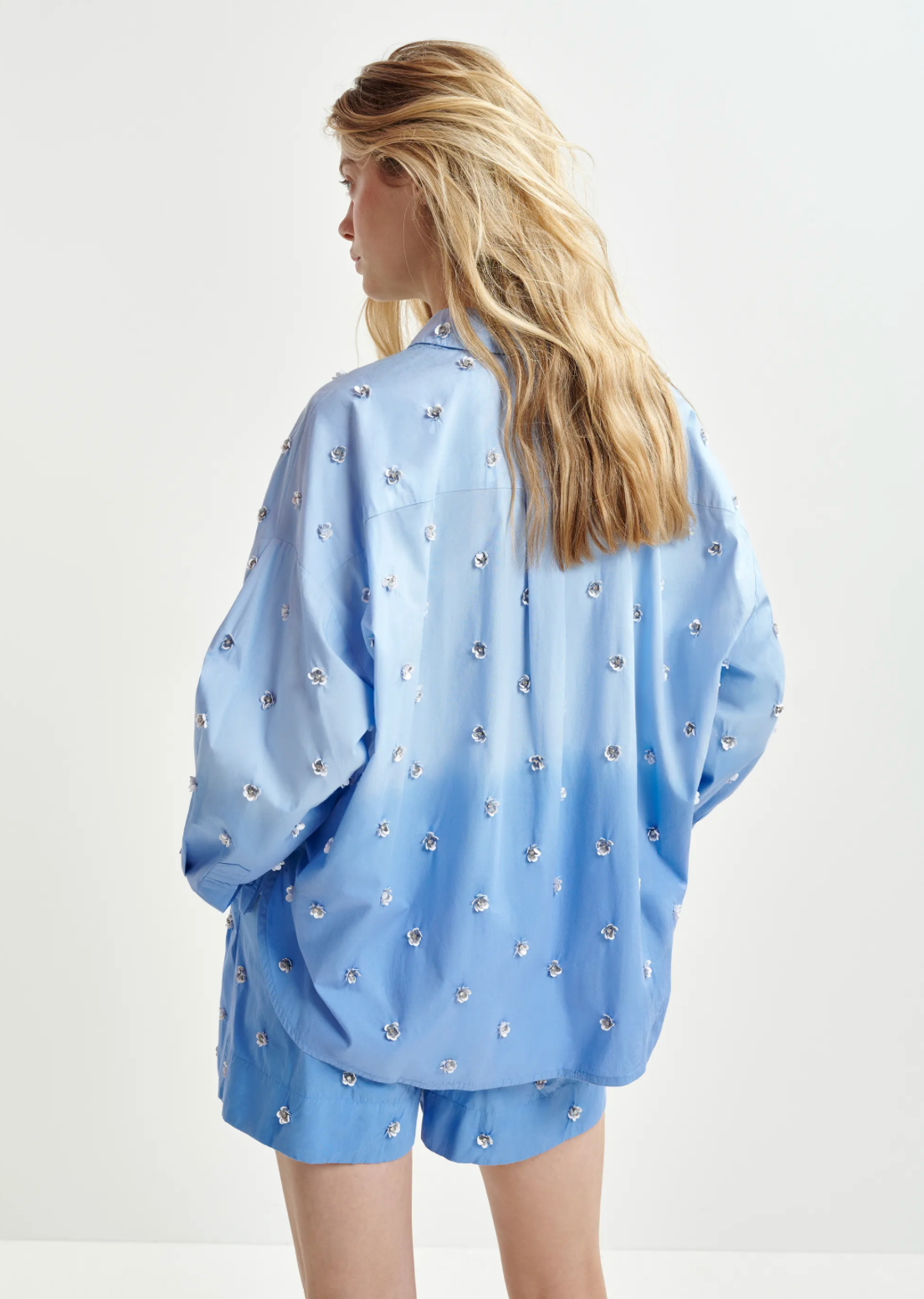 Harkansas ombré shirt with sequin and bead embellishments