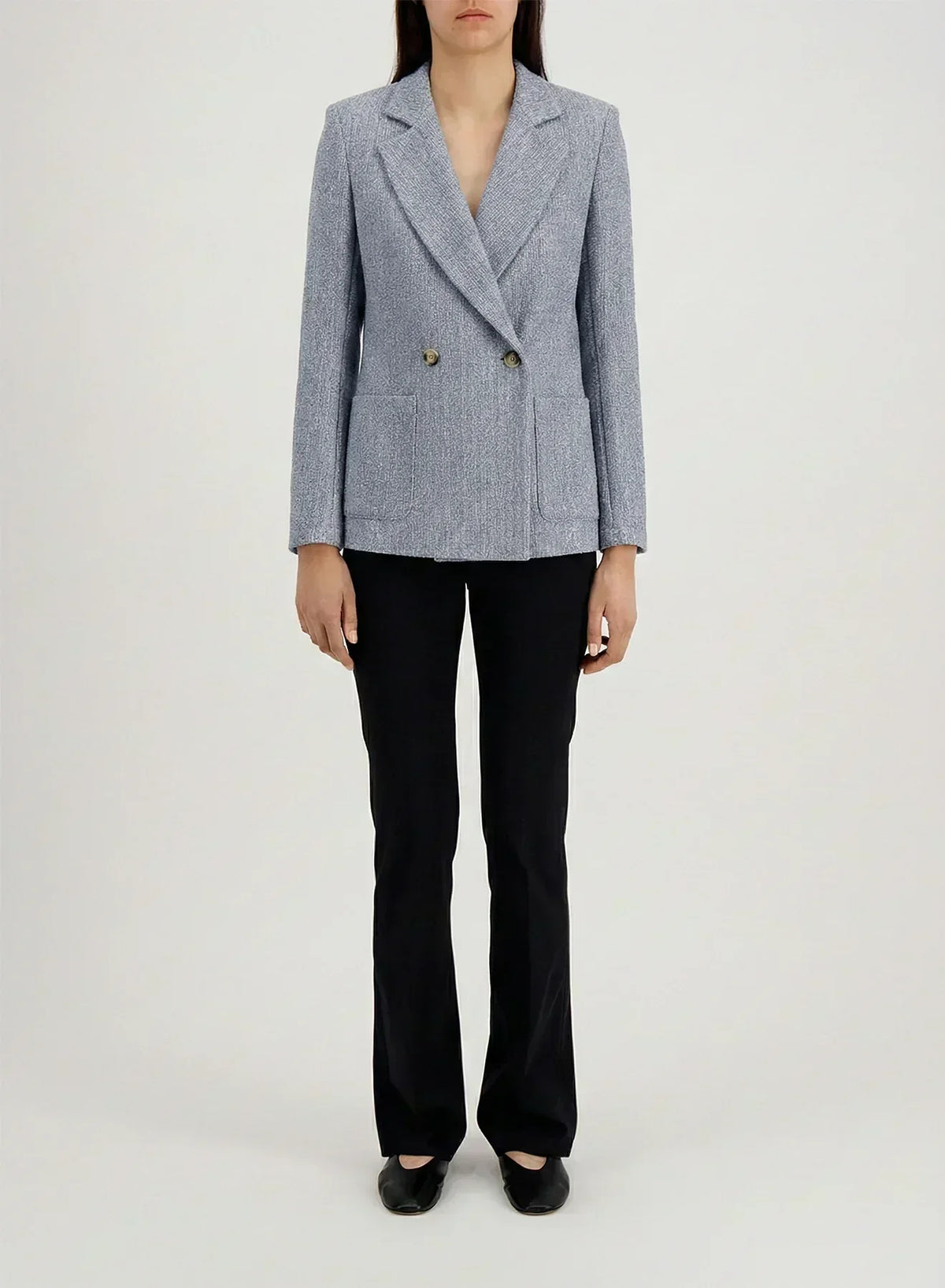 Harris wharf db blazer with shoulder pads bicolour frise