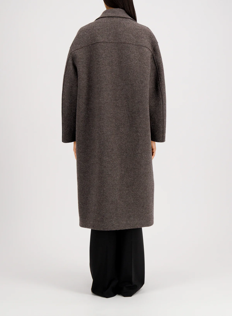 Harris wharf greatcoat in boiled wool - brown grey Tailored