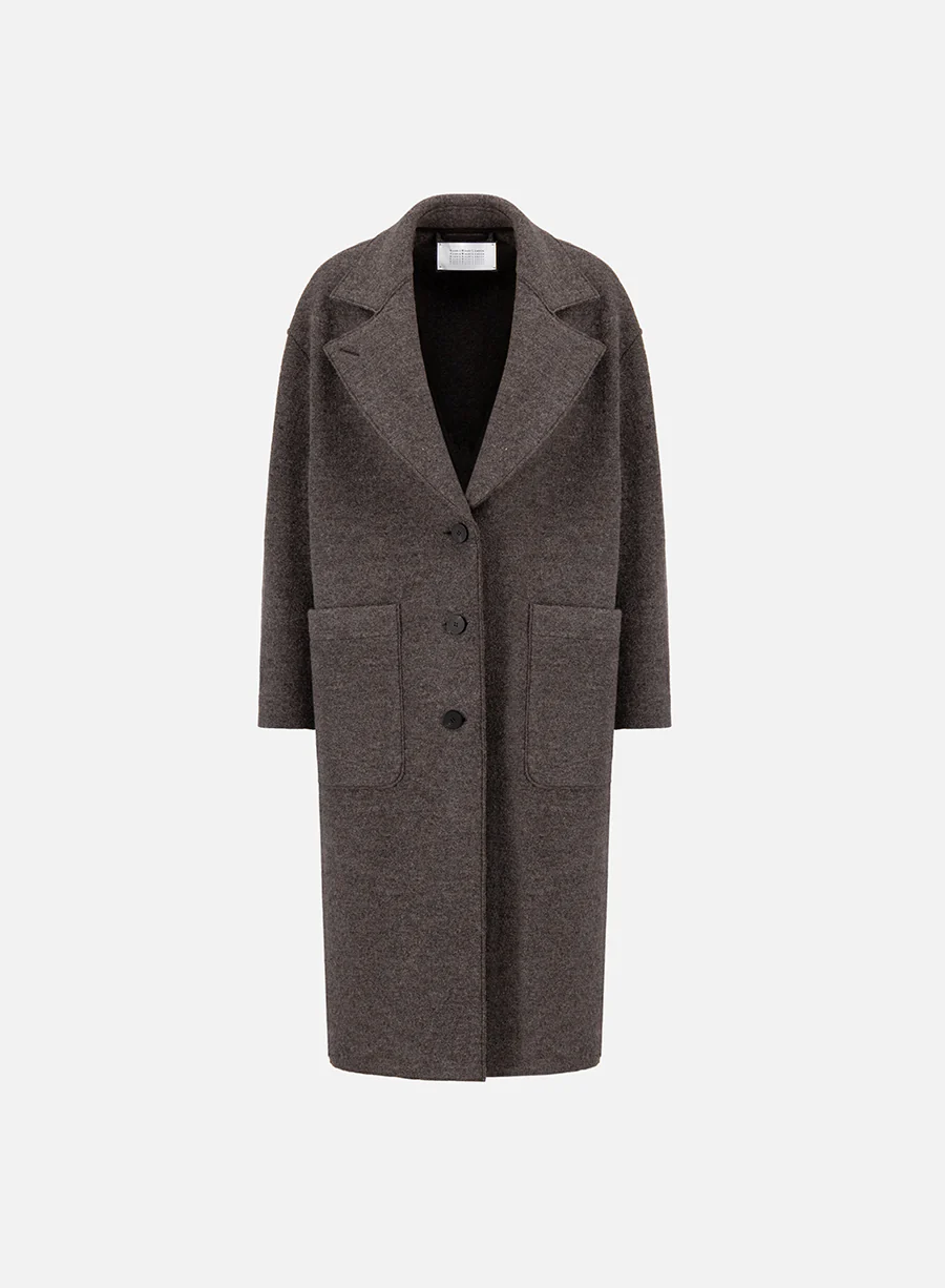 Harris wharf greatcoat in boiled wool - brown grey Tailored