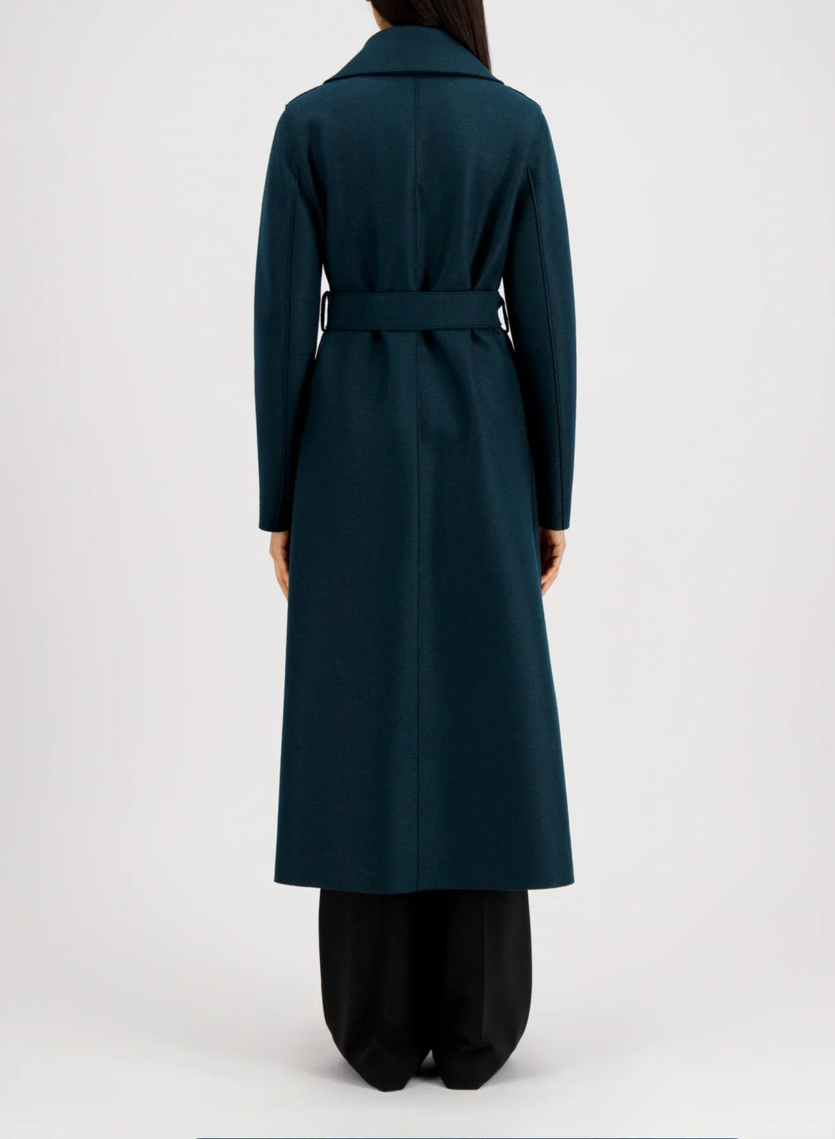 Harris wharf long maxi coat in pressed wool - bottle green