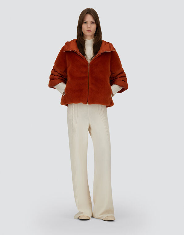 Herno satin and lady alternative fur cape - orange Capes
