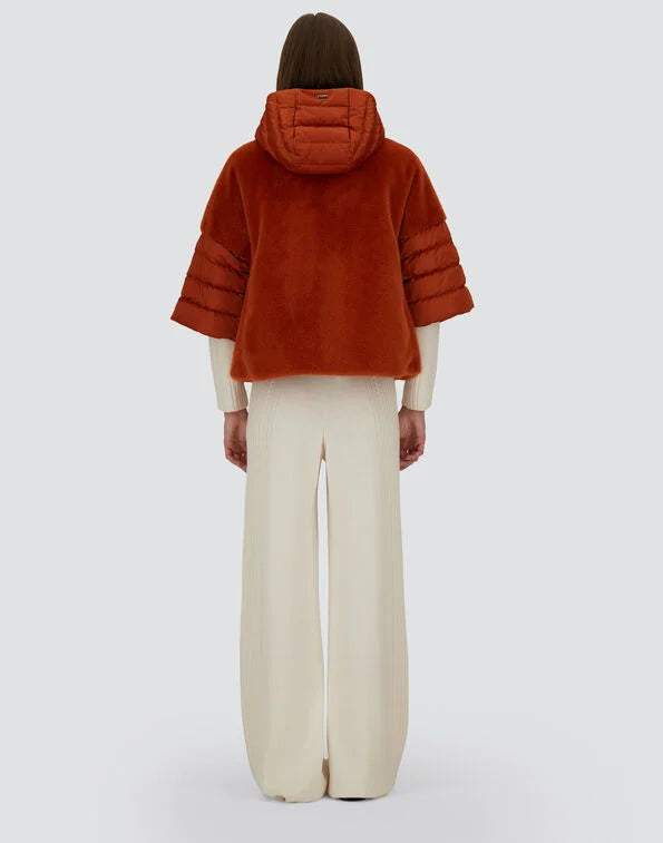 Herno satin and lady alternative fur cape - orange Capes