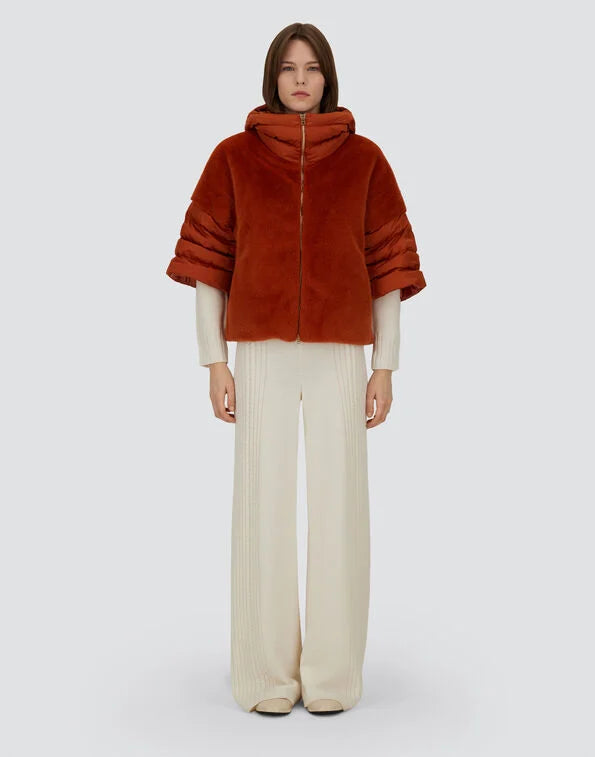 Herno satin and lady alternative fur cape - orange Capes