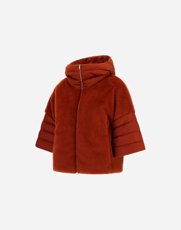 Herno satin and lady alternative fur cape - orange Capes