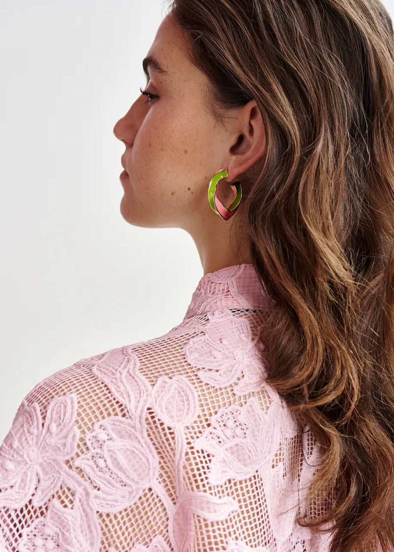 Hicolour twisted bicolour hoop earrings - gold/light
