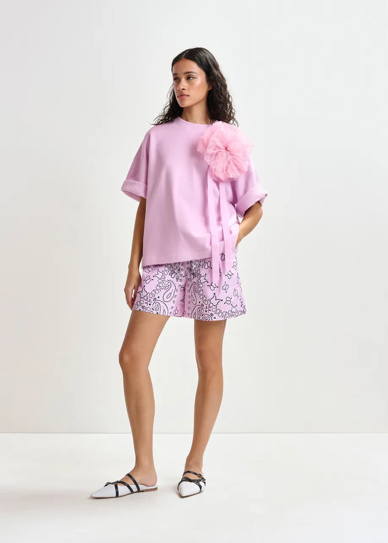 Himake sweatshirt with removable mesh brooch - pink