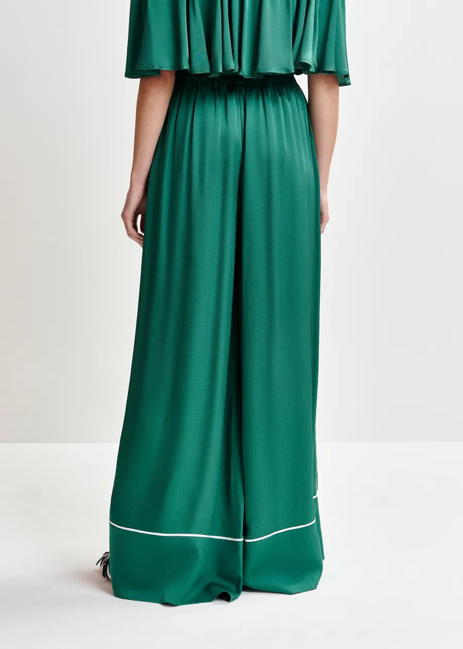 Hontgomery wide-leg pants with contrast stitching - dark