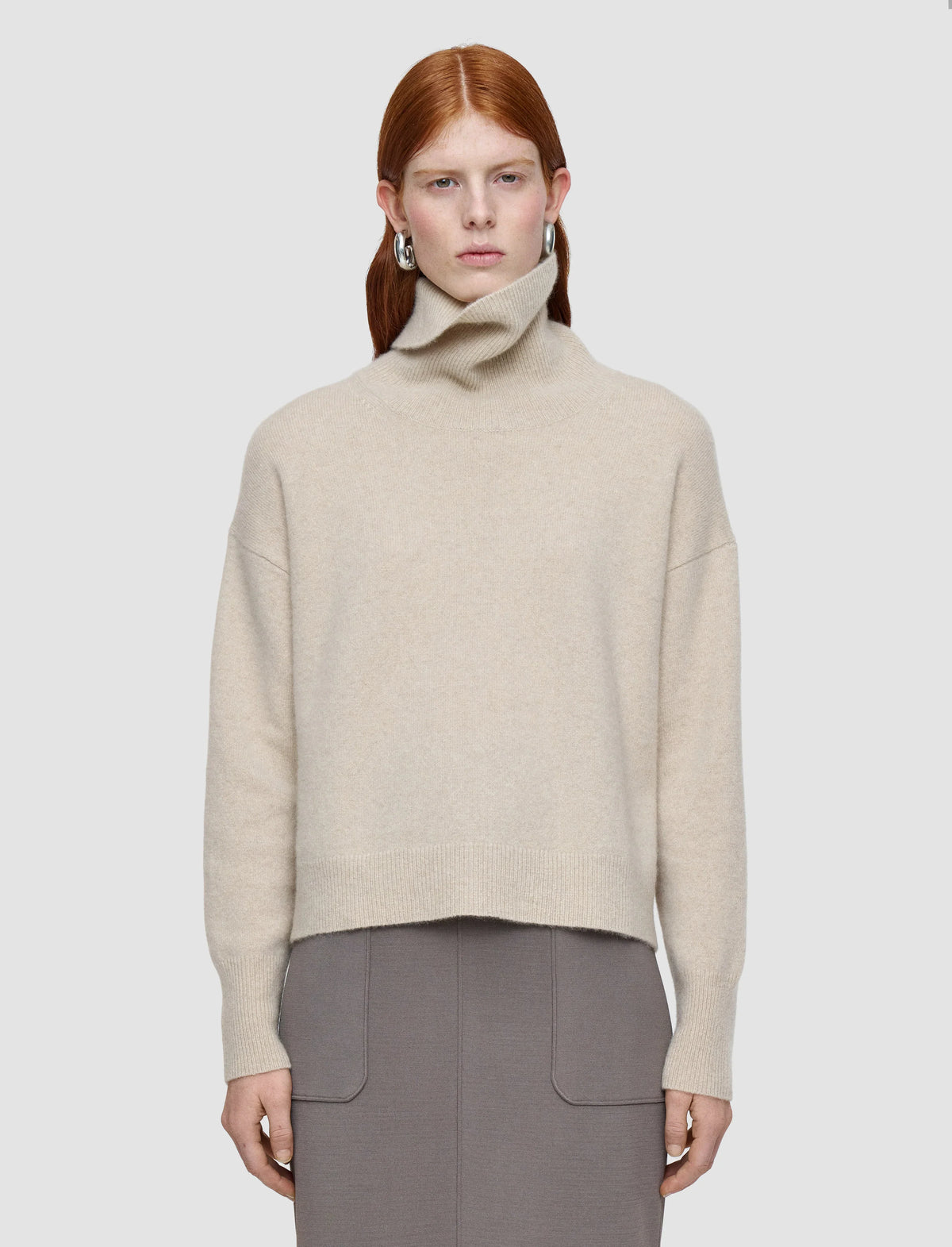 Joseph brushed cashmere high neck jumper affogato Cashmere