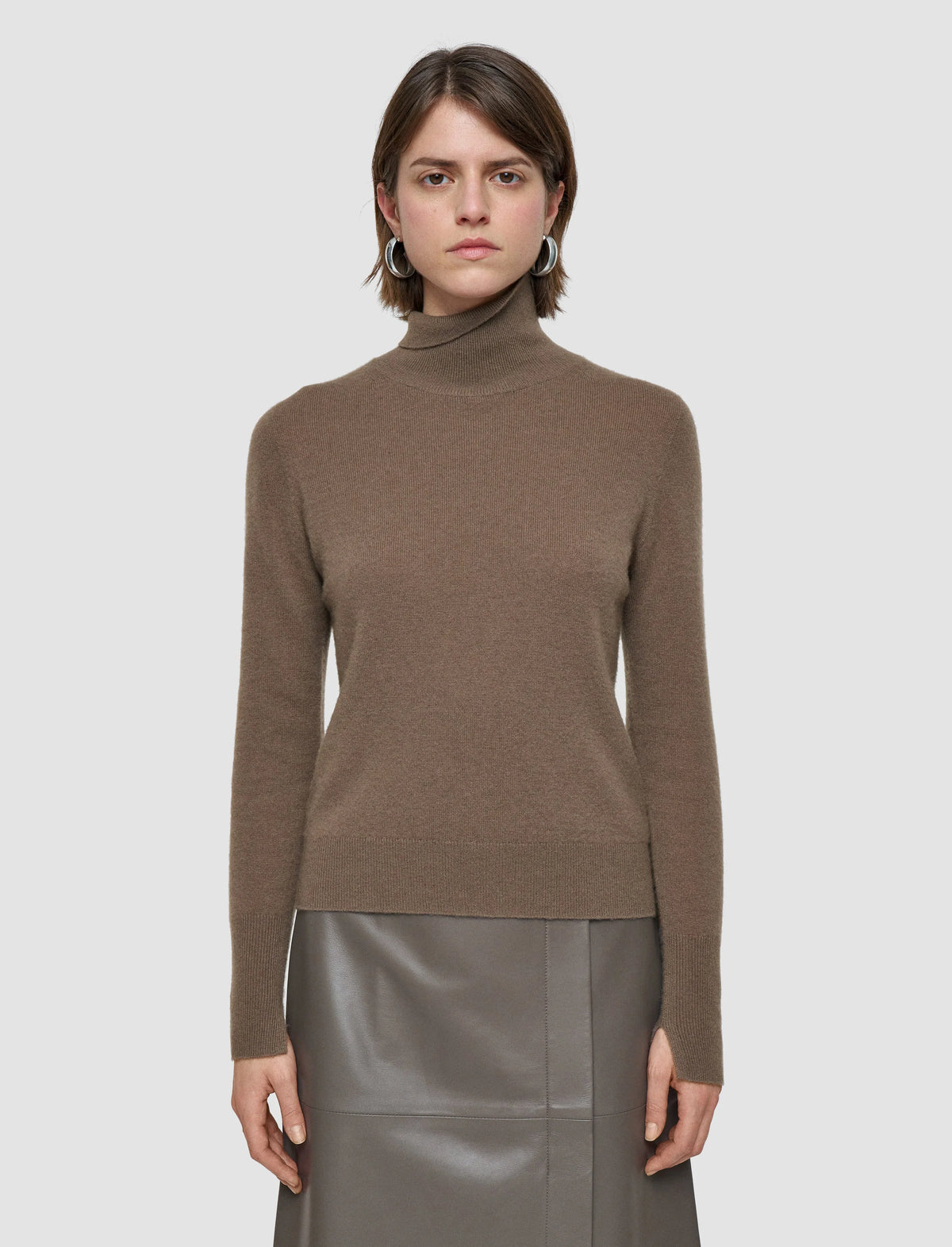 Joseph light pure cashmere high neck jumper mushroom