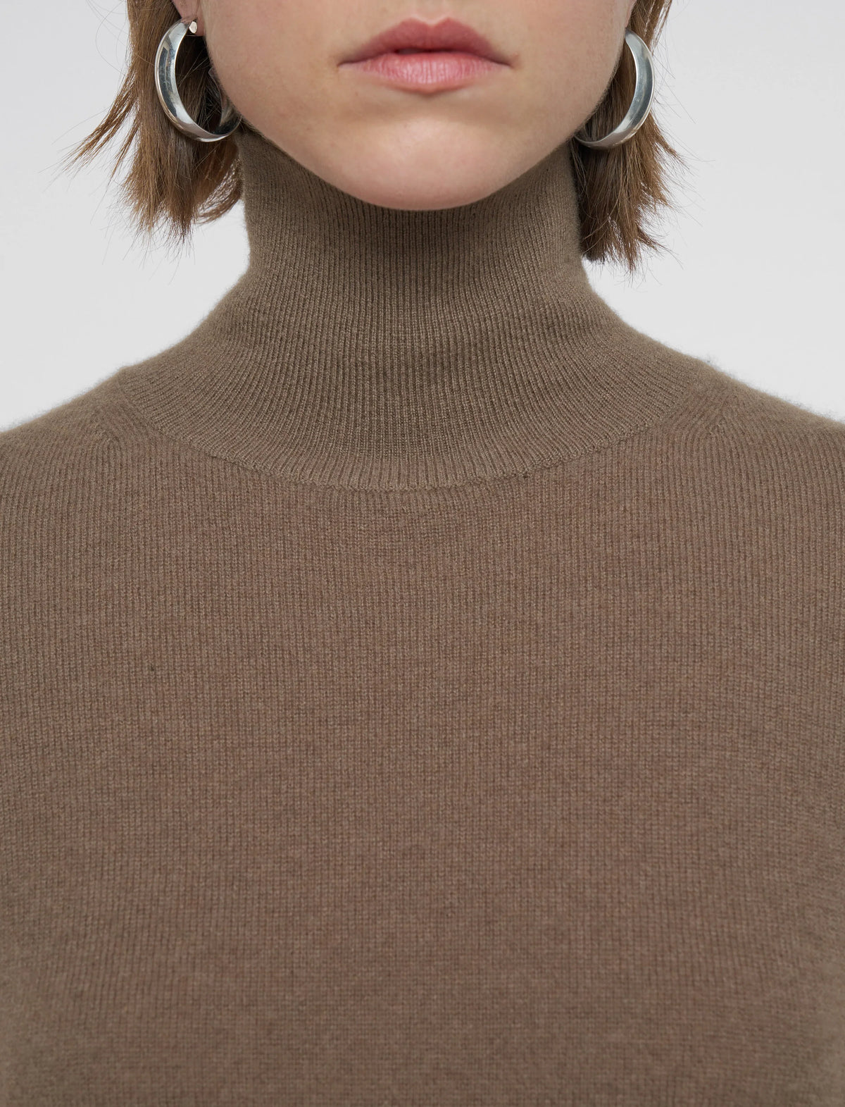 Joseph light pure cashmere high neck jumper mushroom