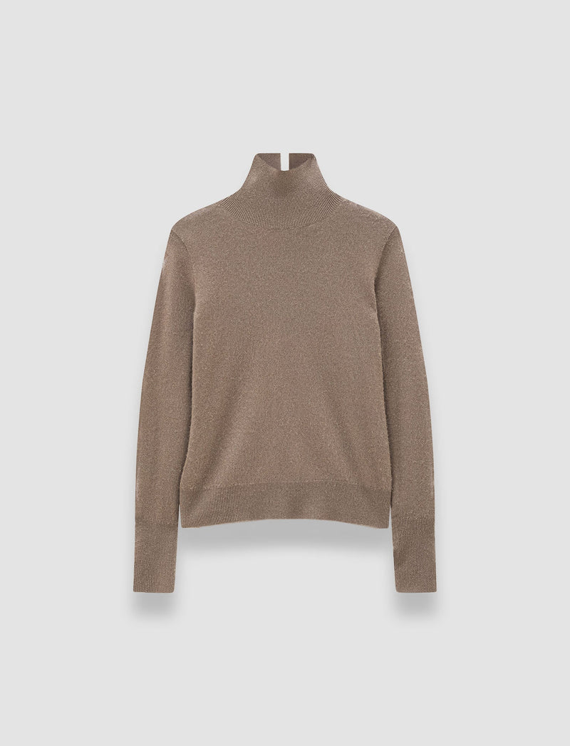 Joseph light pure cashmere high neck jumper mushroom