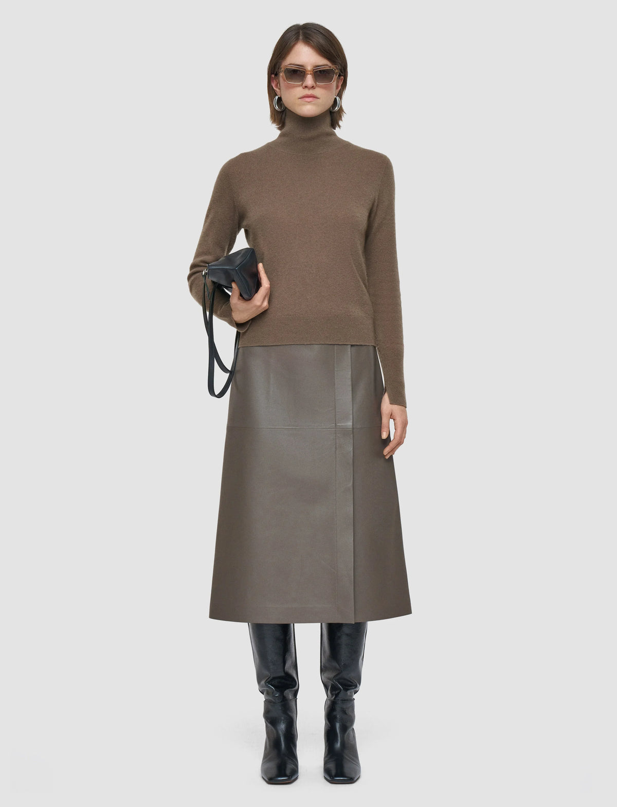 Joseph light pure cashmere high neck jumper mushroom