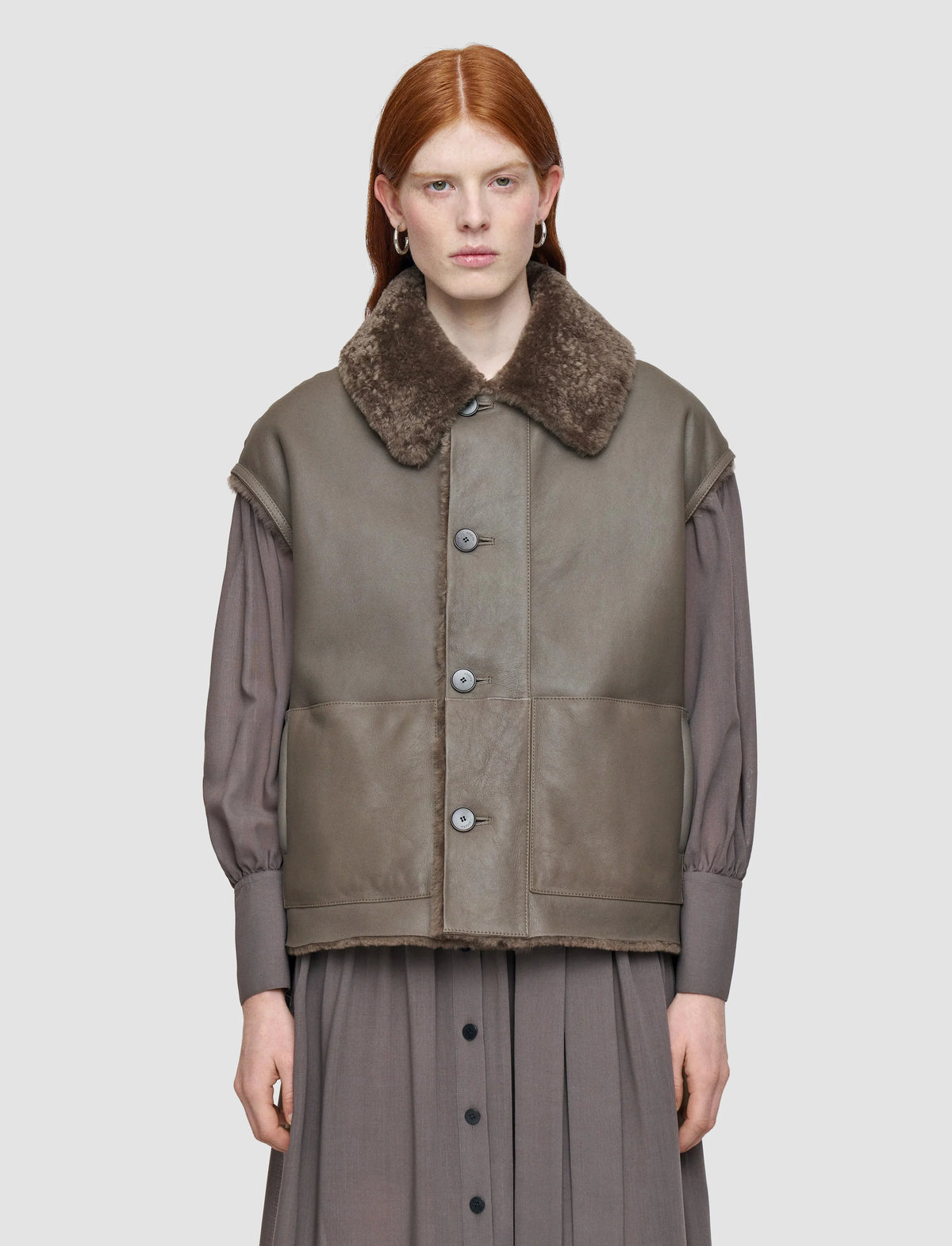 Joseph molin reversible shearling gilet mushroom Gilets