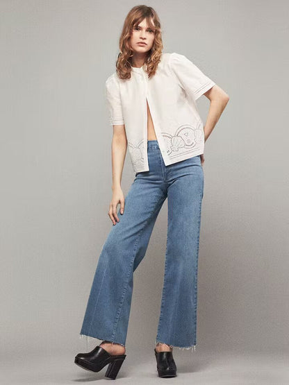 Le slim palazzo raw fray jean - clearwater Trousers Frame