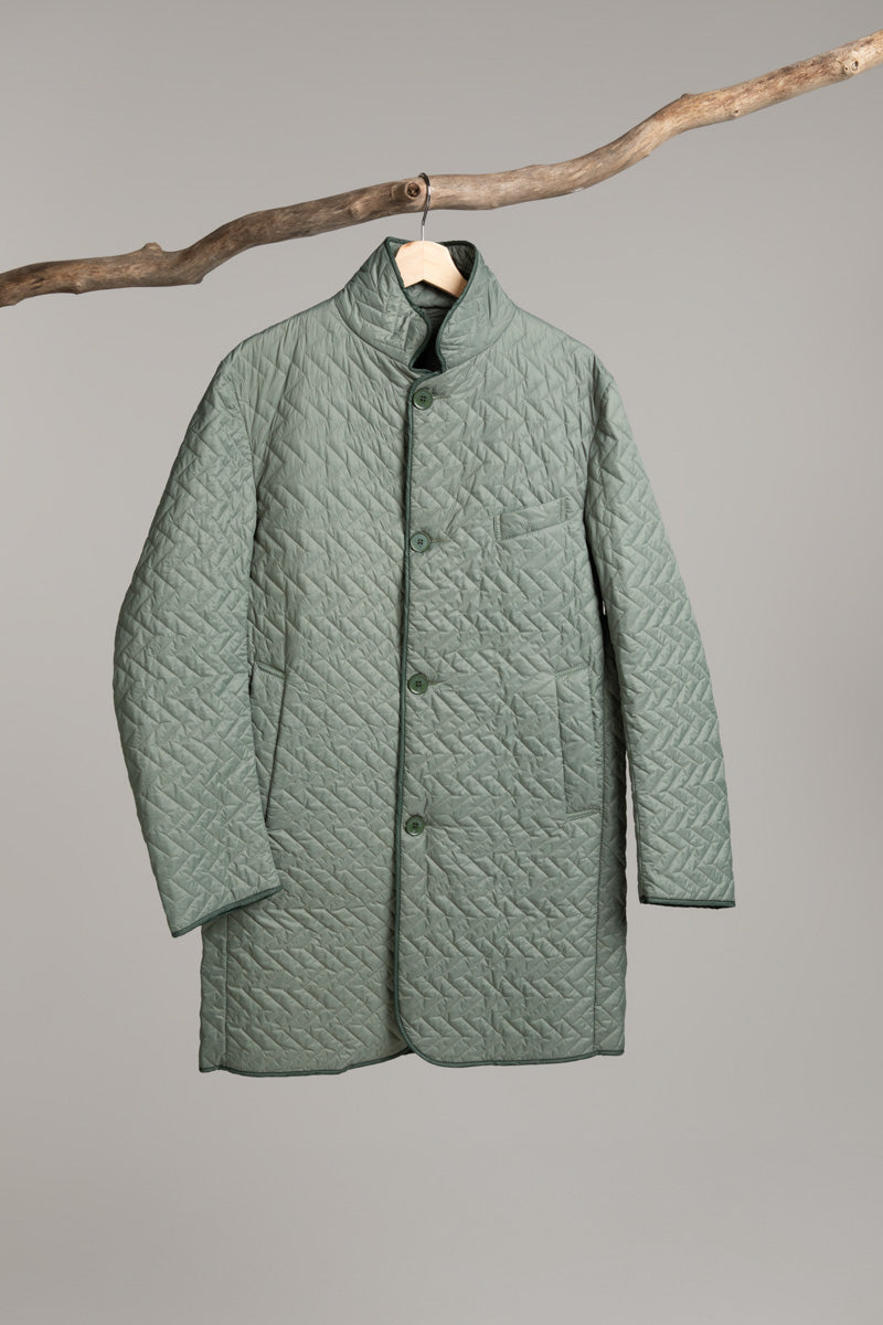 Lightweight quilted coat | sage Overcoat Hancock Archive