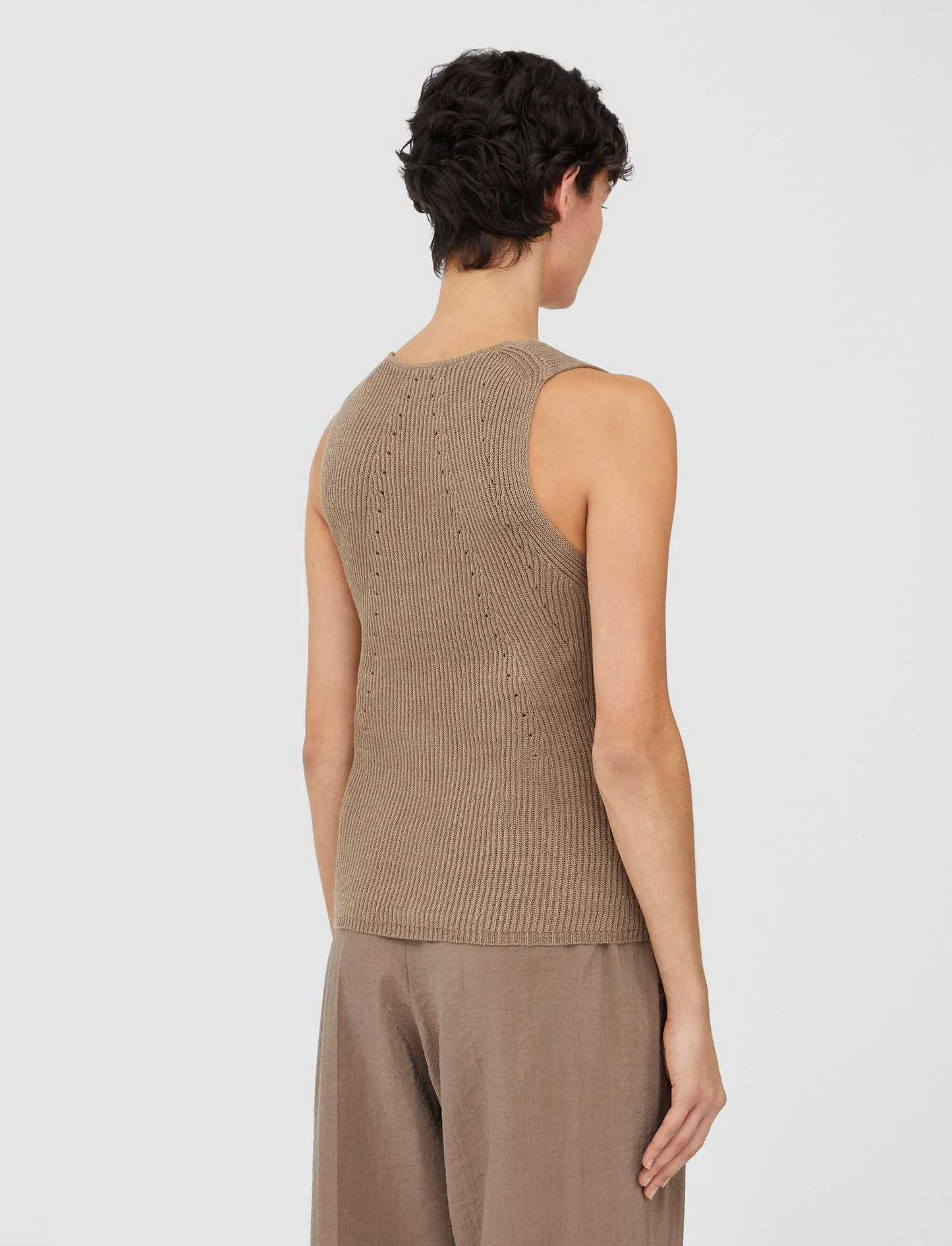 Linen cotton knitted vest - frozen mocha Top JOSEPH
