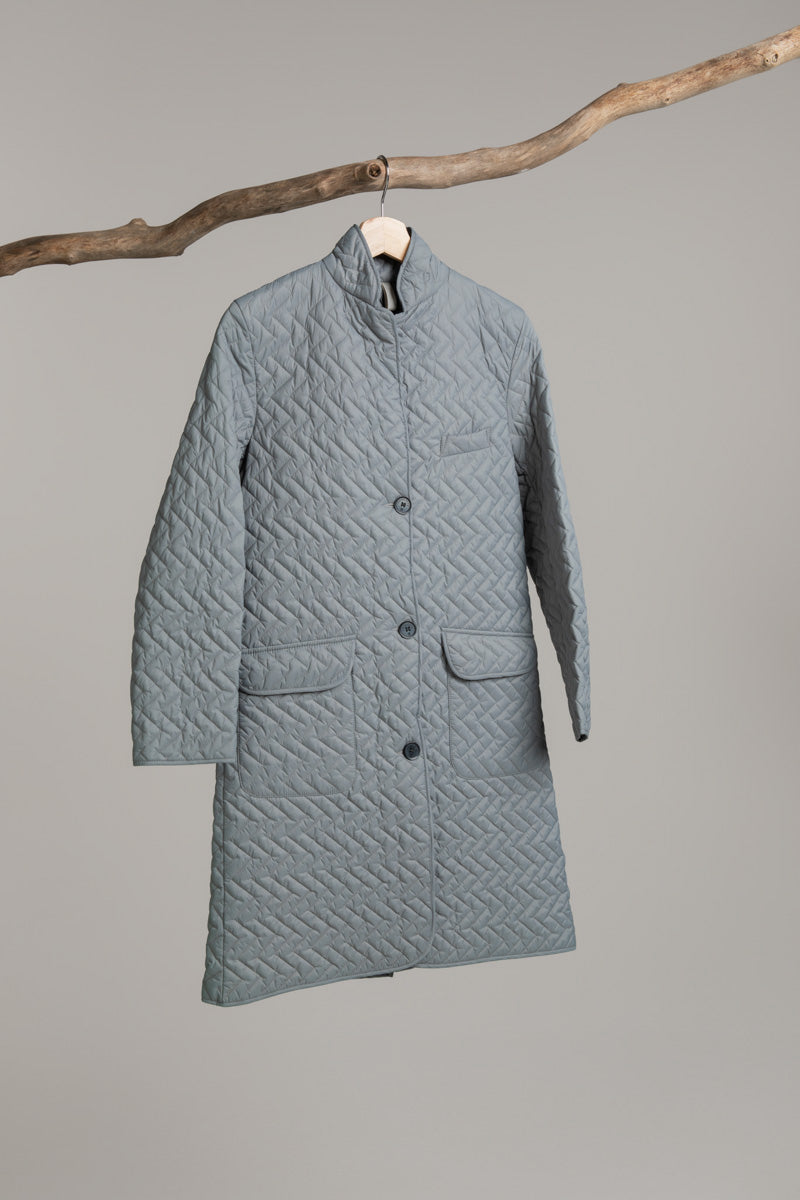 Long quilted coat | grey Overcoat Hancock Archive