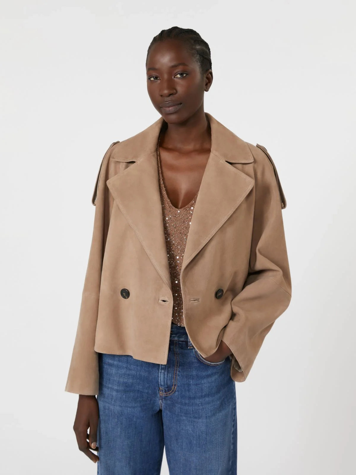 Maga short suede trench coat - marron glace Tailored Coats