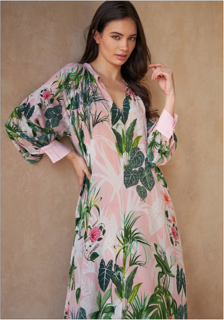 Magnolia silk dress - palm green Dresses INOA