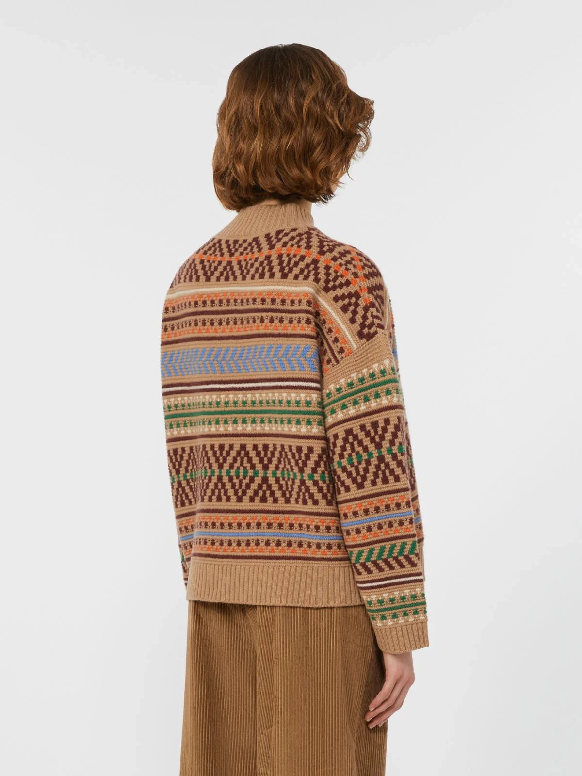 Max mara weekend festoso wool jacquard jumper - camel