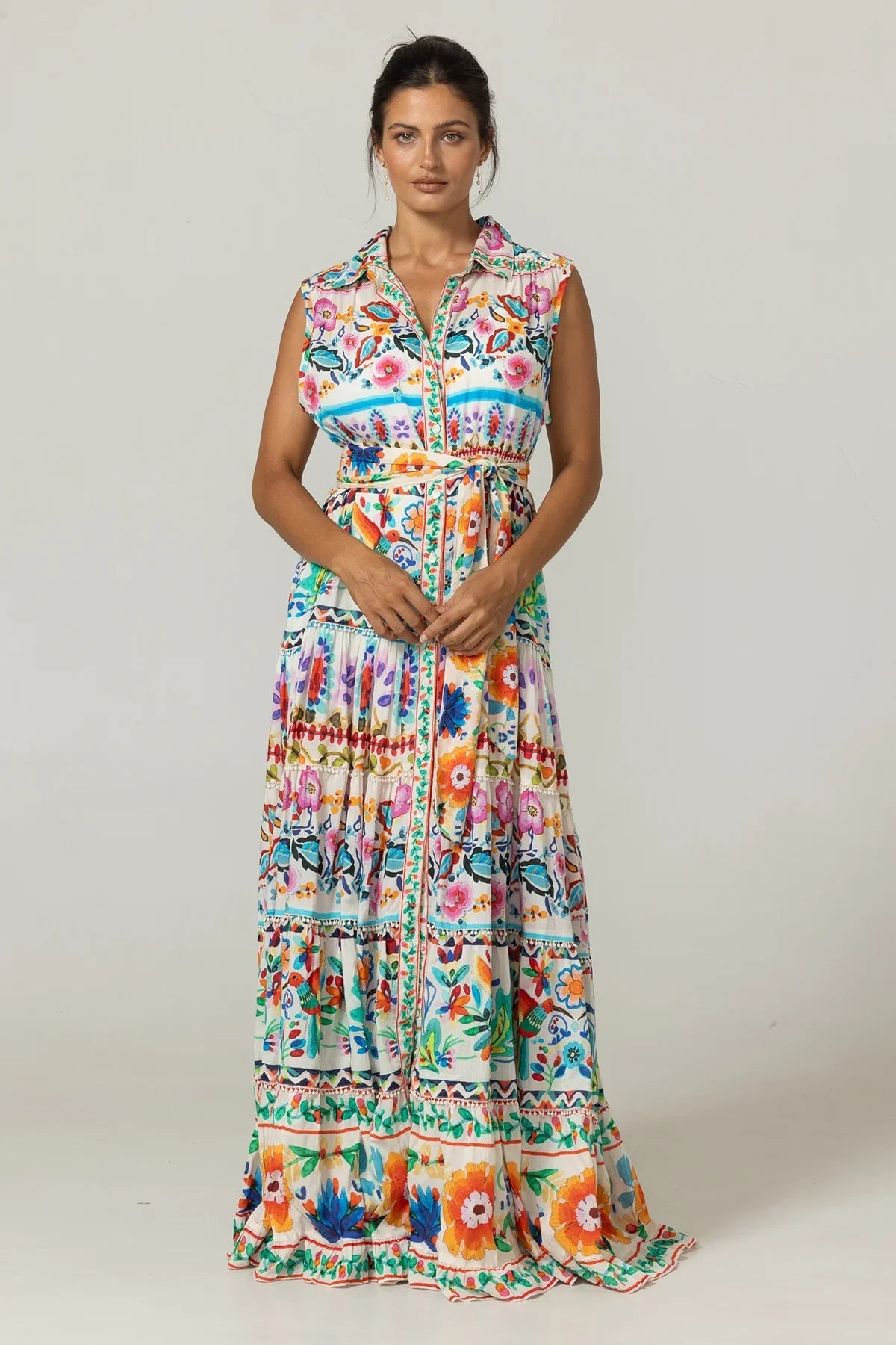 Miss june neela maxi dress - white multi Dresses Miss June