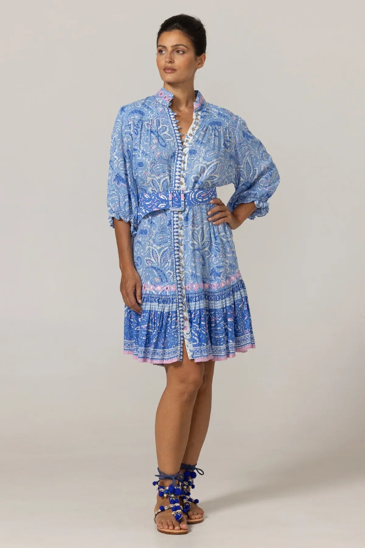 Miss june nessy short dress - blue & pink Dresses Miss June